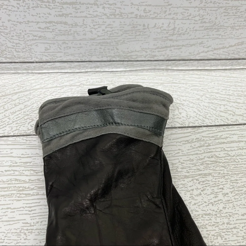 Grandoe Black/Gray Leather Angora Lambswool‎ Size 7.5